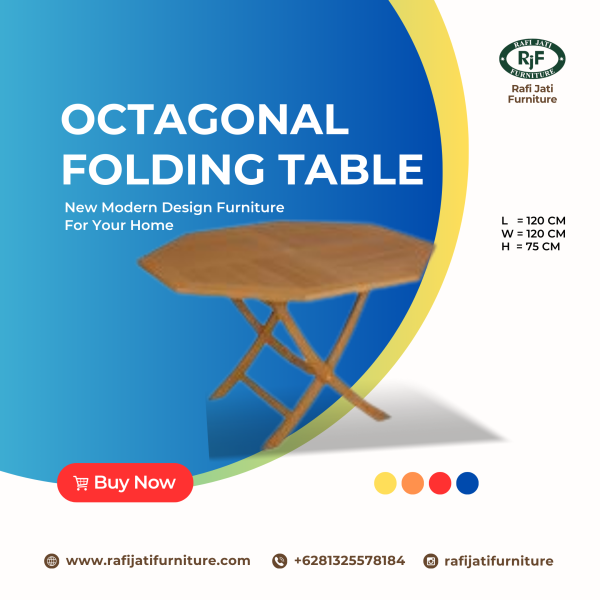 A Picture of Octagonal Folding Table 120 cm By Rafi Jati Furniture Jepara