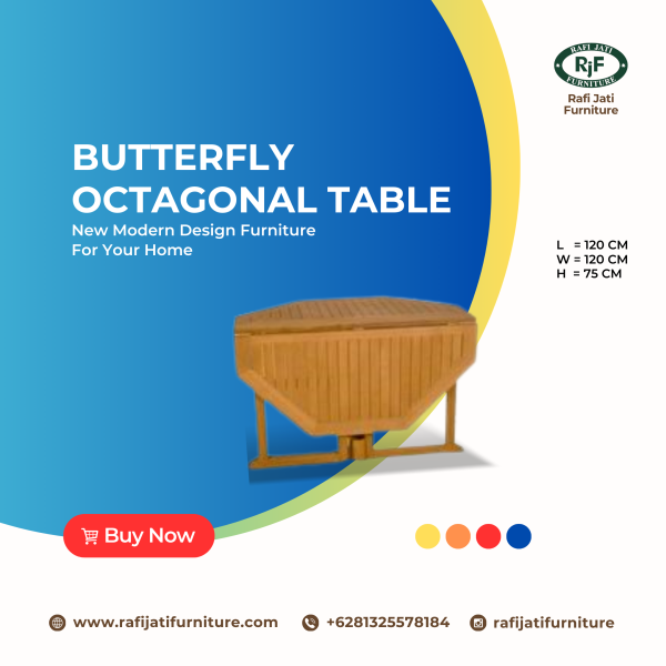 A Picture of Butterfly Octagonal Table 120 cm By Rafi Jati Furniture Jepara
