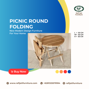 A Picture of Picnic Round Folding Table By Rafi Jati Furniture Jepara