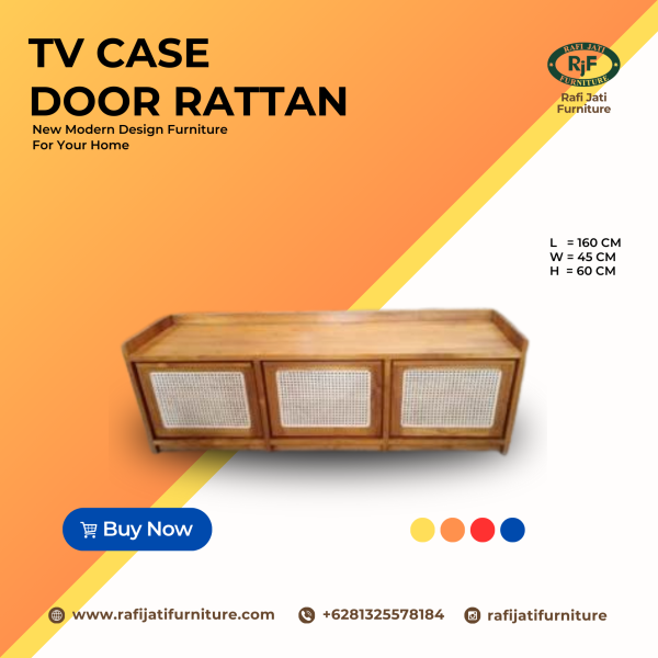 A Picture of TV Case 3 Door Rattan By Rafi Jati Furniture Jepara
