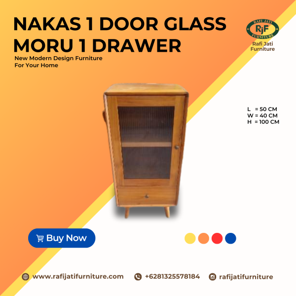 A Picture of Nakas 1 Door Glass Moru 1 Drawer By Rafi Jati Furniture Jepara