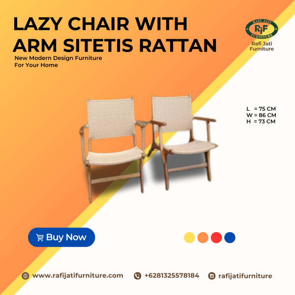 A Picture of Lazy Chair With Arm Synthesis Rattan By Rafi Jati Furniture Jepara