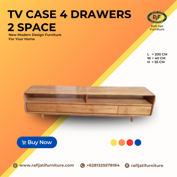 A Picture of TV Case 4 Drawers 2 Space By Rafi Jati Furniture Jepara