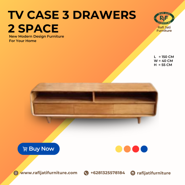 A Picture of TV Case 3 Drawers 2 Space By Rafi Jati Furniture Jepara