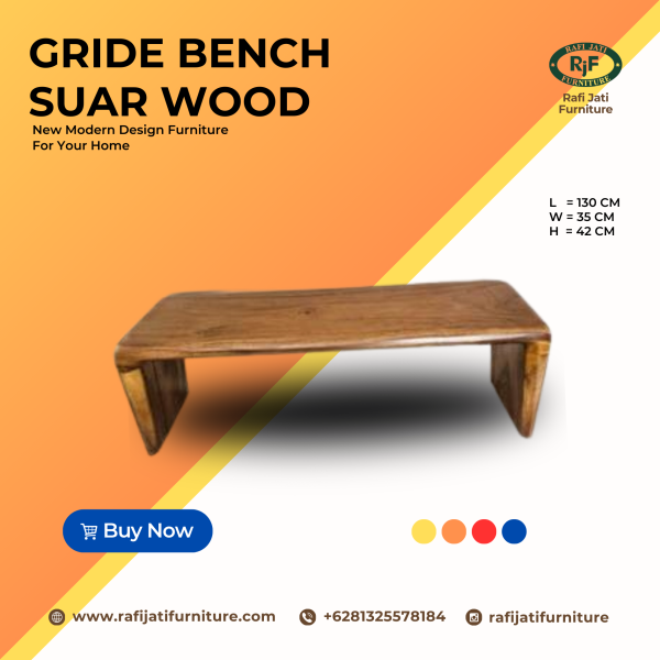 A Picture of Gride Bench Suar Wood By Rafi Jati Furniture Jepara