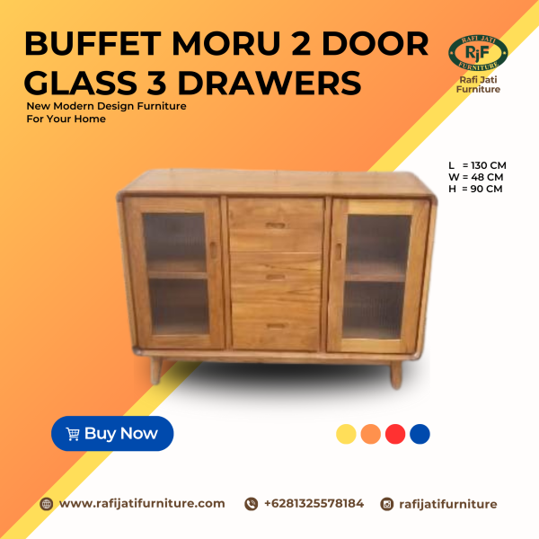 A Picture of Buffet Moru 2 Door Glass 3 Drawer By Rafi Jati Furniture Jepara