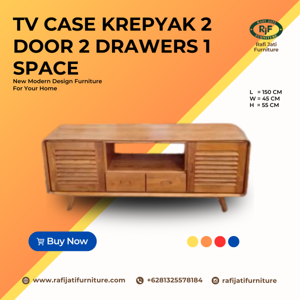 A Picture of TV Case Krepyak 2 Door 2 Drawer 1 Space By Rafi Jati Furniture Jepara