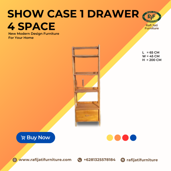 A Picture of Show Case 1 Drawer 4 Spaces By Rafi Jati Furniture Jepara