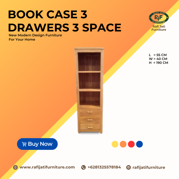 A Picture of Book Case 3 Drawer 3 Space By Rafi Jati Furniture Jepara