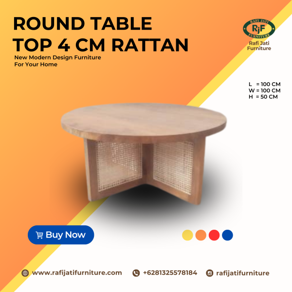 A Picture of Round Table Top 4 cm Rattan By Rafi Jati Furniture Jepara