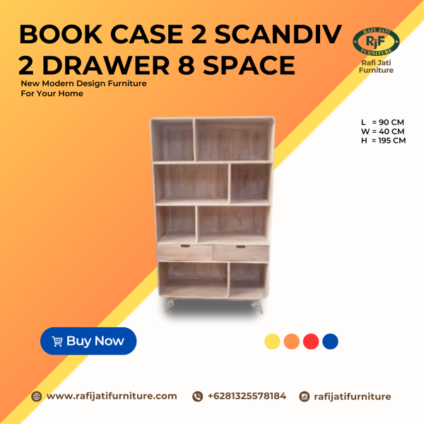 A Picture of Book Case Scandiv 2 Drawers 8 Spaces By Rafi Jati Furniture Jepara