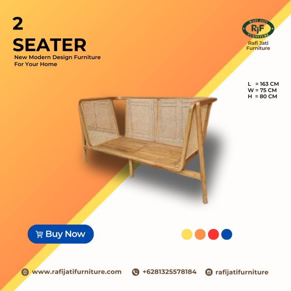 A Picture of 2 Seater Sofa Ayodya Rattan By Rafi Jati Furniture Jepara