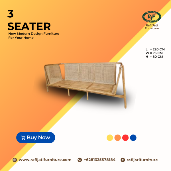 A Picture of 3 Seater Sofa Ayodya Rattan By Rafi Jati Furniture Jepara
