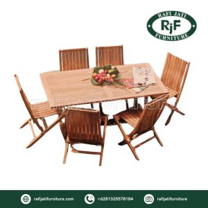 A Picture of Rectangular Table & Miami Chair Set By Rafi Jati Furniture Jepara